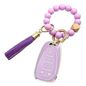 Afep1 Aspn For Chevy Key Fob Cover Purple Beaded Holder Fits T5