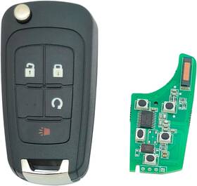 Jus-100 Btozrf 4 Buttons Keyless Remote Flip Car Key Fob Fit For Chevy Equinox Impala Sonic