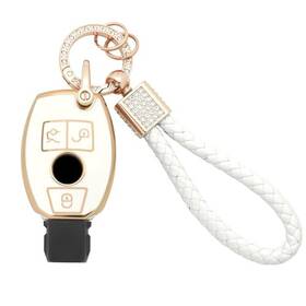 Gripkey Bz3jwg0035 Key Fob Cover With Keychain Compatible Mercedes Benz Amg C E S White Gold