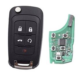 Jus112 J-acces 5 Buttons Keyless Remote Flip Car Key Fob Fit For Chevy Camaro 2010-2016/chevy