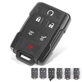 P-020 Puianyiq Replacement Key Fob Case Cover Fit For Chevy Tahoe Suburban Gmc Black-6 Buttons