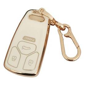 Qi14 Qixiubia Qi14- For Audi Key Fob Cover Keyless Remote Smart Shell With Keychain White