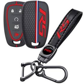 Qzxiaogu Ysk Ysl2508 Emblem Key Fob Cover With Keychain For Camaro Equinox Malibu Traverse Rs Red