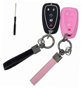 Gjt0201 Reprotecting Silicone Rubber Key Fob Cover Compatible With Chevrolet Black/pink
