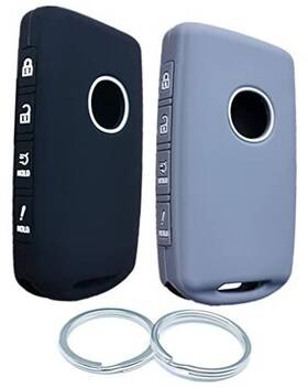 Cdlc1266 Runzuie 2pcs 4 Buttons Silicone Smart Remote Key Fob For 2025 2024 2023 Black With Gray