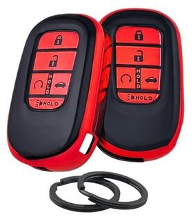 Cdlc2410 Runzuie 2pcs Tpu Smart Remote Key Fob Cover For 2022 2023 2024 2025 Black With Red