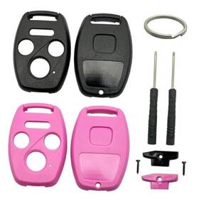 Key052 Vruwcey 2 Pack Key Fob Shell Case Replacement Fits For Honda Accord 2003 Black Pink