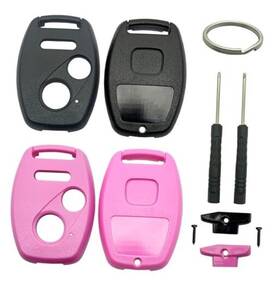 Key056 Vruwcey 2 Pack Key Fob Shell Case Replacement Fits For Honda Accord Civic Black Pink