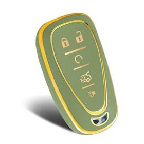Worcas 716963773898 Premium Soft Tpu Full Protection Key Fob Case For Chevy C-5 Button Gold-green