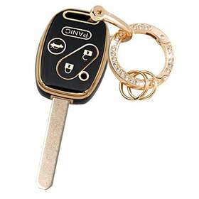 Ysk3501 Wsauto Key Fob Cover With Metal Keychain Compatible Honda Accord Black 4 Buttons