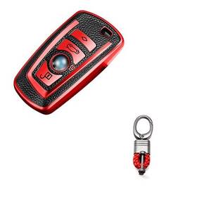 Fo141r Xotic Tech Direct Red Tpu Grainy Leather Texture Key Fob Shell Cover Case With Keychain