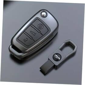 20250625a-1 Yinyicars Metal Car Keycase Leather Remote Key Cover Bag Shell For Full Black