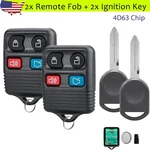 2 Keyless Entry Remote Fob 4B + 4D63 Chip Ignition Ford Lincoln Mercury. Fixed Price $14.89.