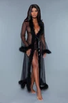Bewicked Marabou Robe Sexy Sheer Full-length With Feather Trim Black. Fixed Price $88.99.